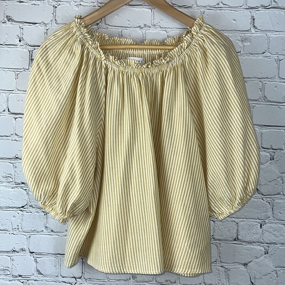 VELVET Briella Woven Striped Puff Sleeve Top, Size XS - Picture 5 of 11